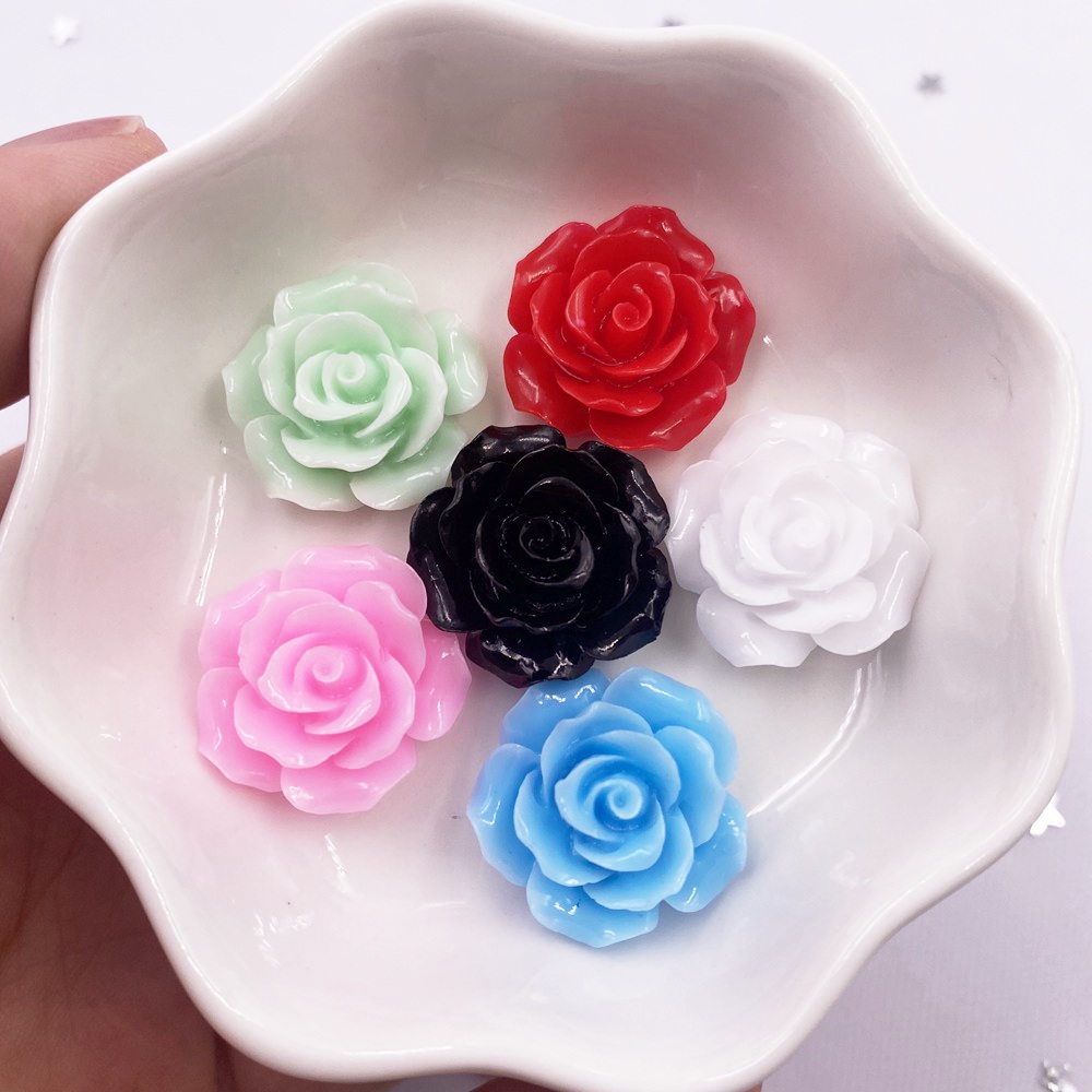 Home Decor Ikea - 20mm 수지 반짝 이는 장미 Flatback