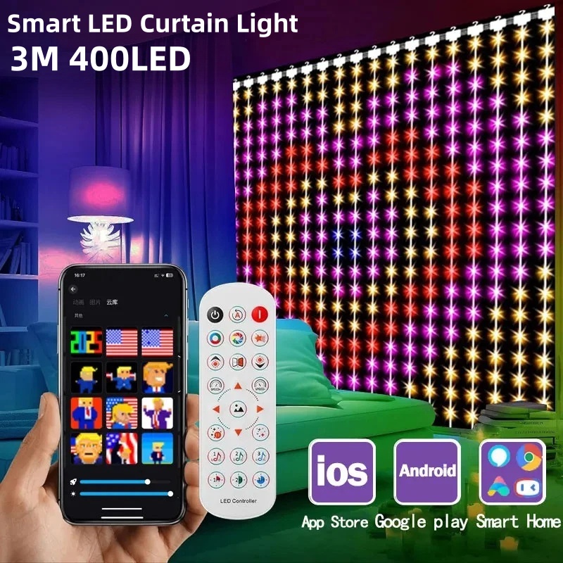 Fairy Lights Bedroom - 400LED 스마트 커튼 조명 블루투스 앱