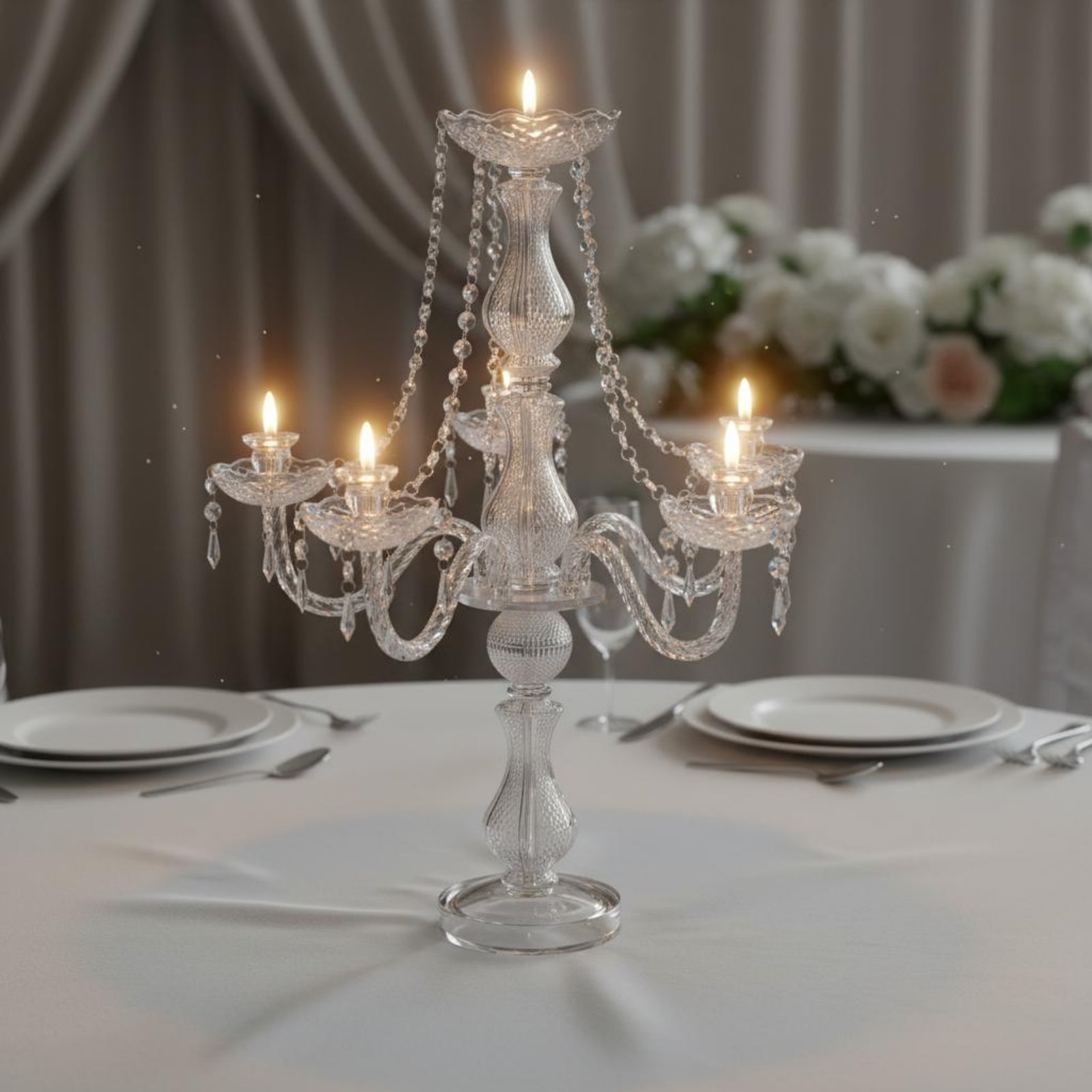 Home Decor Design Interior - 크리스탈 캔들라브라 우아한 웨딩 캔들라브라 크리스탈