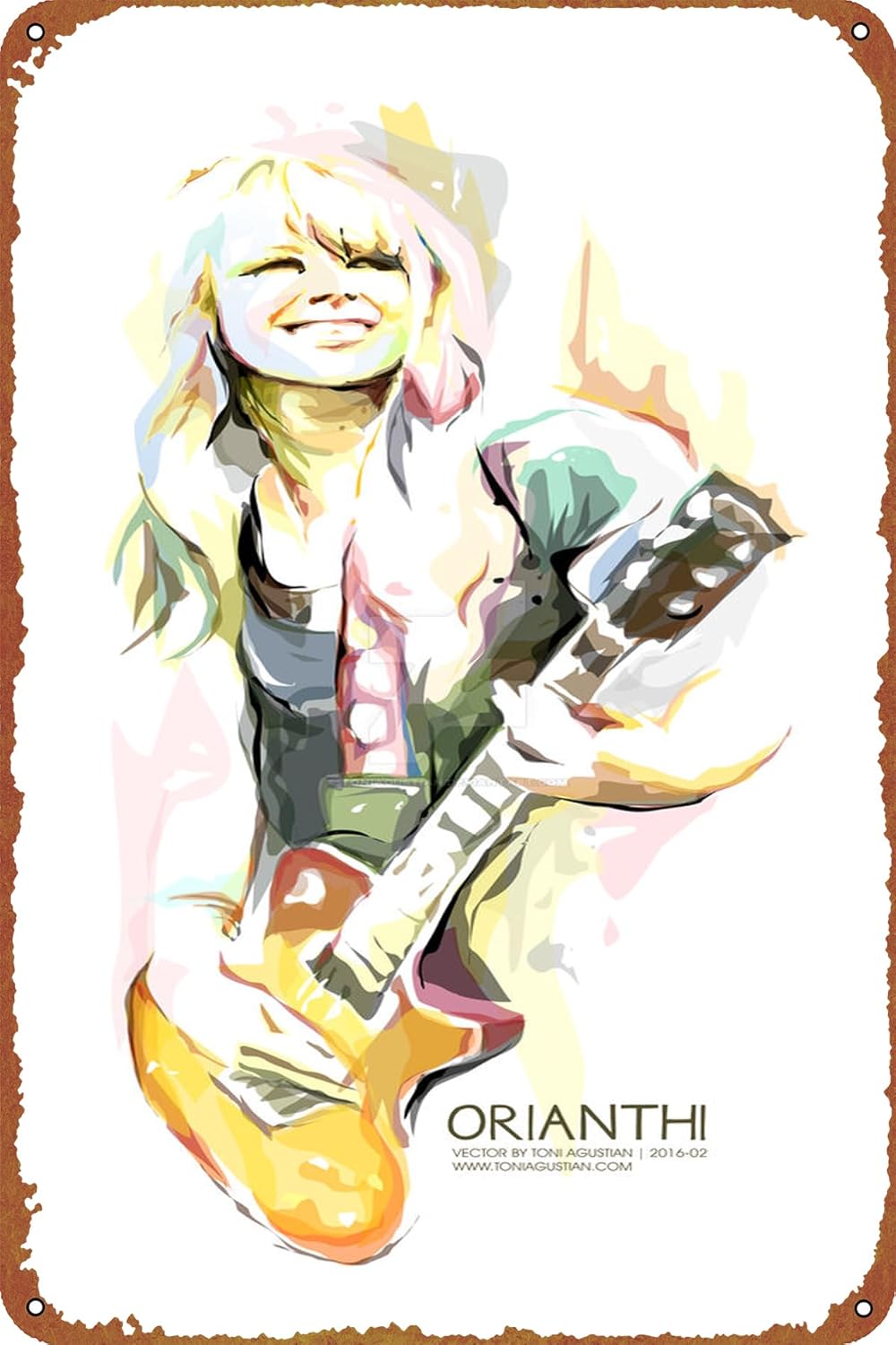 Home Decor Vector - 오리안티 수채화 벡터 페인팅 포스터 틴