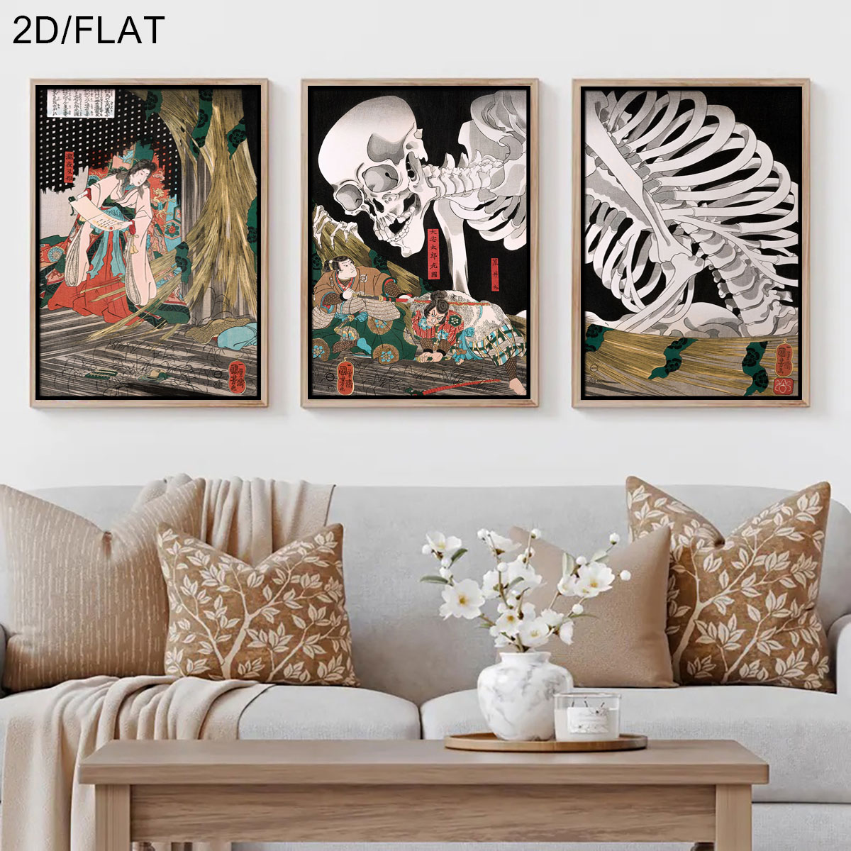 3pcs 레트로 일본 타키야샤 마녀 & 해골 유령 캔버 - Home Decor Design Interior 리뷰 및 가격
