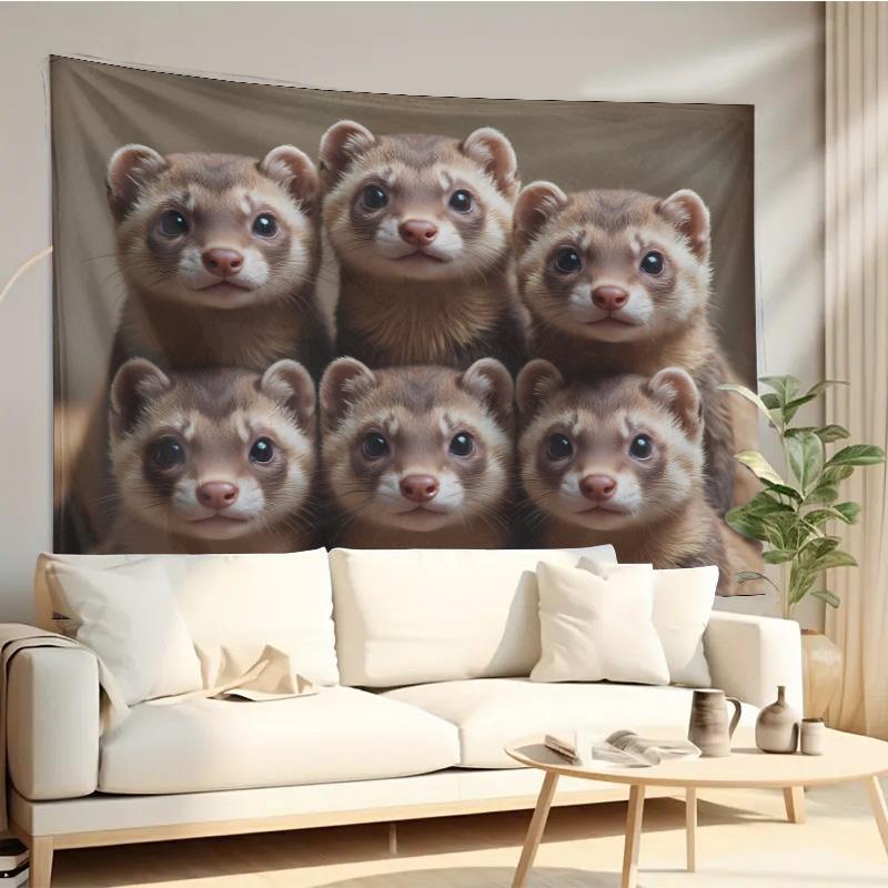 귀여운 흰족제비 그룹 태피스트리 벽걸이 거실 침실 장식 - Home Decor Design Ideas 리뷰 및 가격