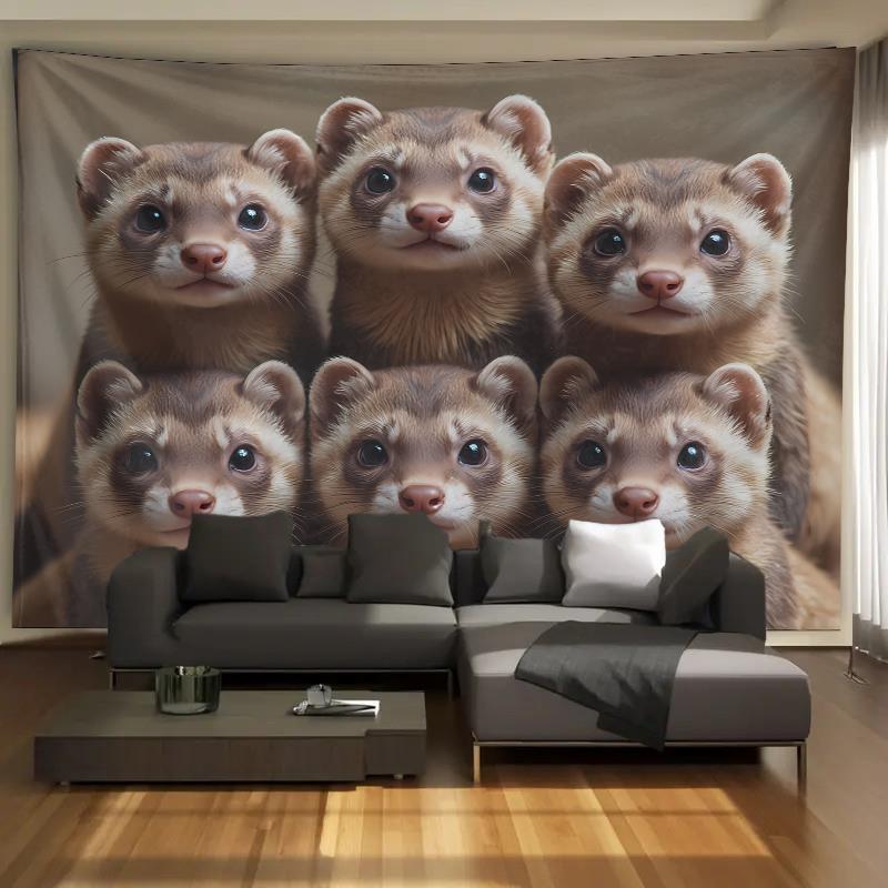 귀여운 흰족제비 그룹 태피스트리 벽걸이 거실 침실 장식 - Home Decor Design Ideas 리뷰 및 가격