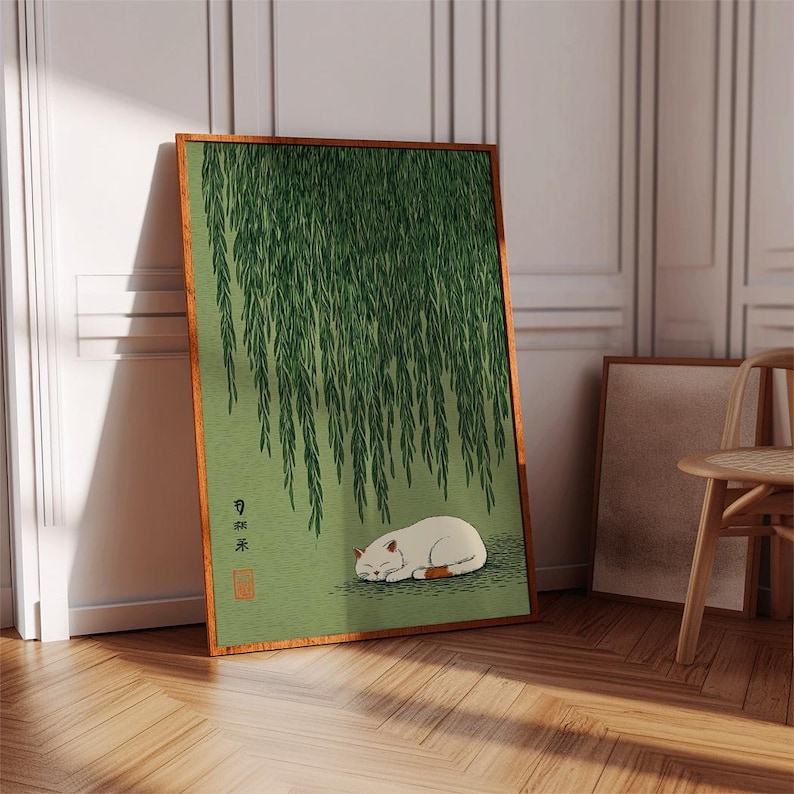 1pc 일본 고양이 버드나무 아래 포스터, 거실 및 침 - Home Decor Design Interior 리뷰 및 가격