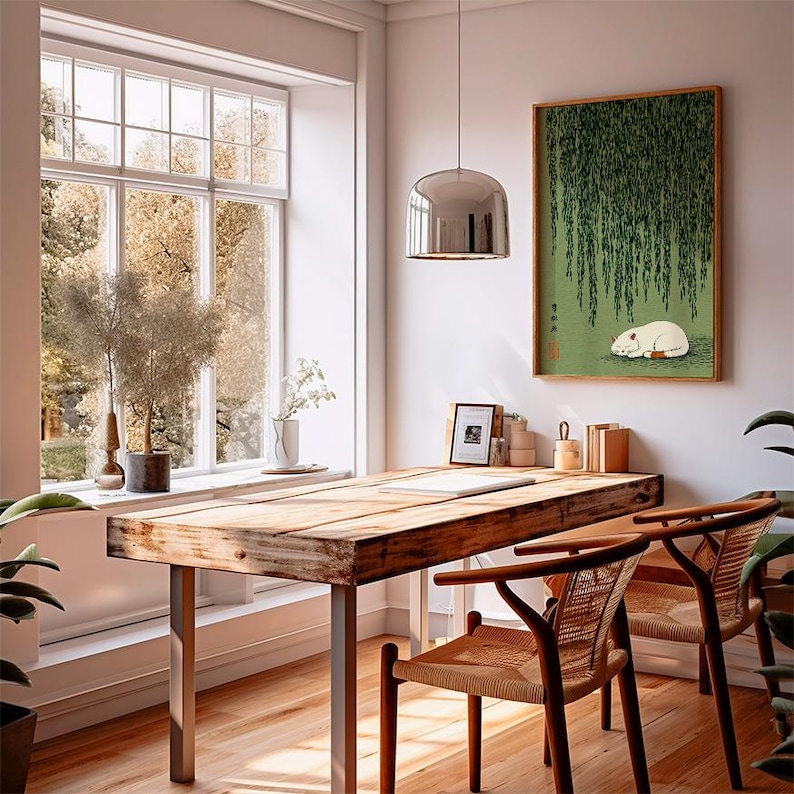 1pc 일본 고양이 버드나무 아래 포스터, 거실 및 침 - Home Decor Design Interior 리뷰 및 가격