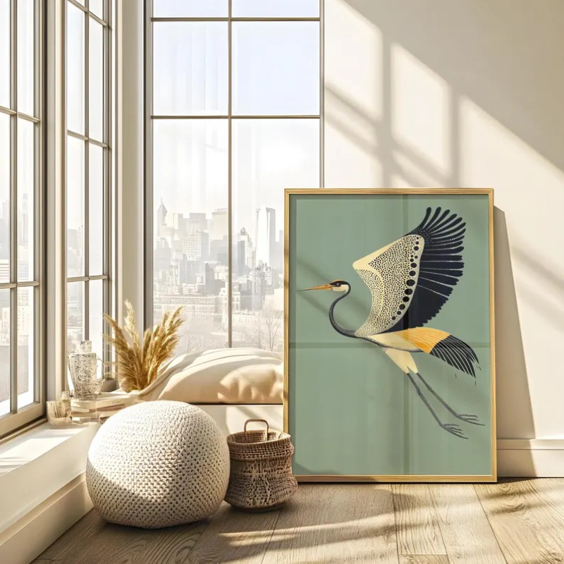 빈티지 Japandi 자연 조류 포스터 미드 센추리 플 - Home Decor Japandi Style 리뷰 및 가격