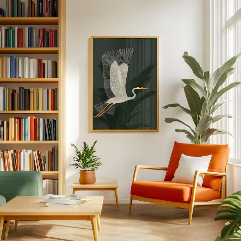 빈티지 Japandi 자연 조류 포스터 미드 센추리 플 - Home Decor Japandi Style 리뷰 및 가격
