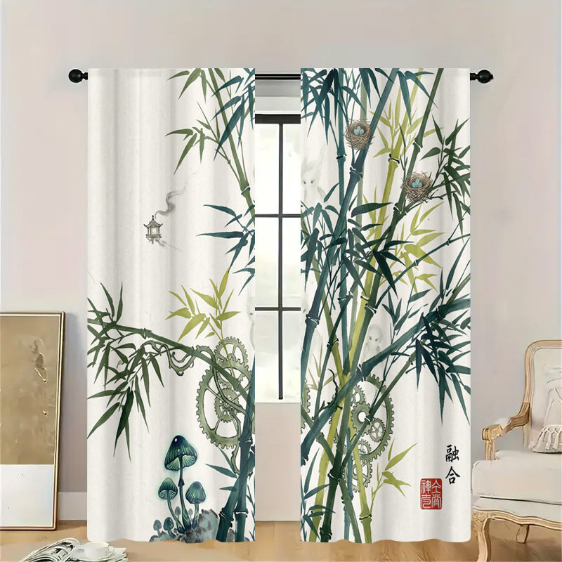 장식용 대나무 패턴 커튼 패널, 가정 장식용 반투명 창 - Home Decor Japandi Style 리뷰 및 가격