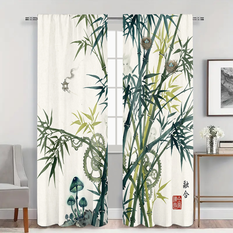 장식용 대나무 패턴 커튼 패널, 가정 장식용 반투명 창 - Home Decor Japandi Style 리뷰 및 가격