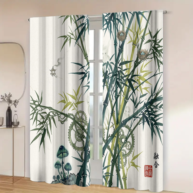 장식용 대나무 패턴 커튼 패널, 가정 장식용 반투명 창 - Home Decor Japandi Style 리뷰 및 가격