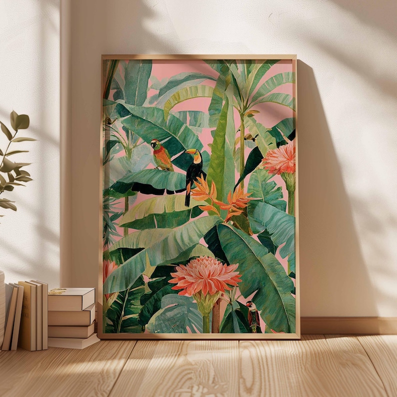 1pc 레트로 열대 캔버스 포스터, 프레임이 없는 식물 - Home Decor Design Interior 리뷰 및 가격