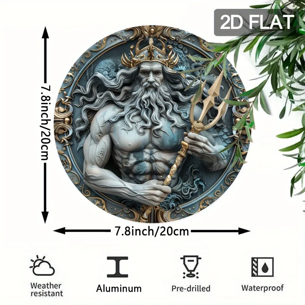 2D 평면, 1개 2D 평면 포세이돈 동상 원형 금속  - Home Decor Design Interior 리뷰 및 가격