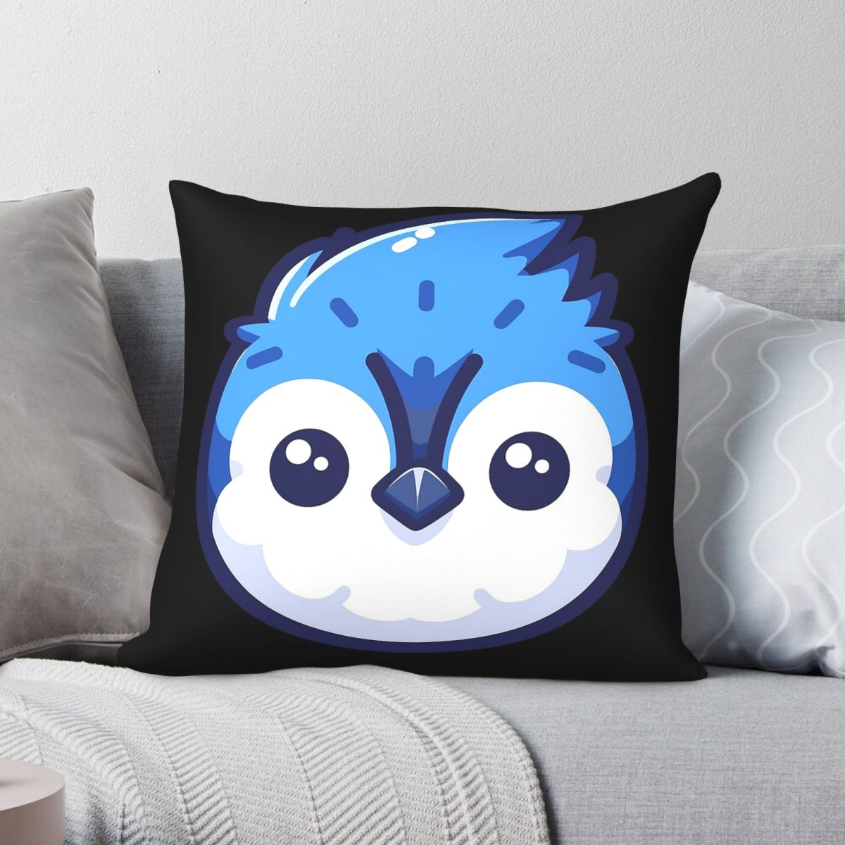 귀여운 벡터형 블루 제이 얼굴 모양 사각 베개 커버 폴 - Home Decor Vector 리뷰 및 가격
