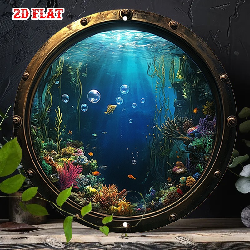 소박한 빈티지 금속 벽 장식 - 물고기가 있는 수중 장 - Home Decor Design Interior 리뷰 및 가격