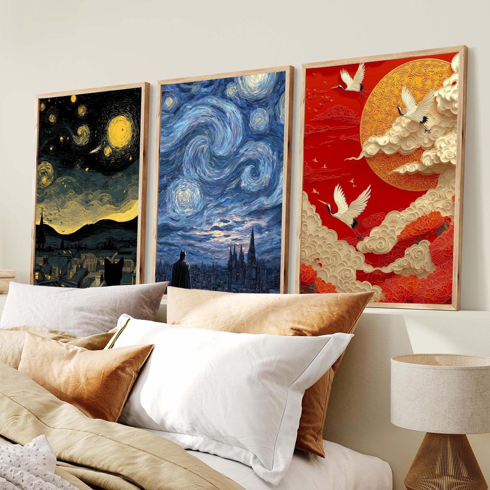 Japandi 스타일 유화 풍경 포스터 포스터 미적 벽 - Home Decor Japandi Style 리뷰 및 가격