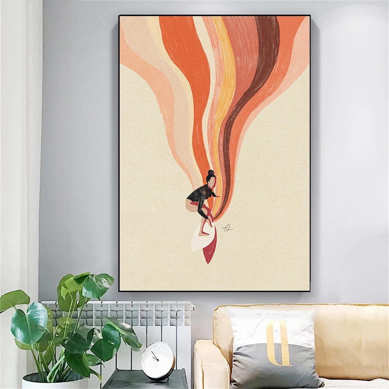 북유럽 미니멀리즘 예술 서핑 패들링 수영 바다 파도 인 - Home Decor Design Interior 리뷰 및 가격