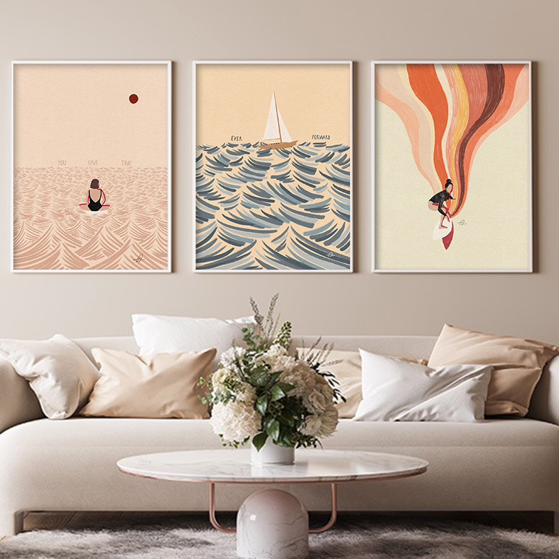 북유럽 미니멀리즘 예술 서핑 패들링 수영 바다 파도 인 - Home Decor Design Interior 리뷰 및 가격
