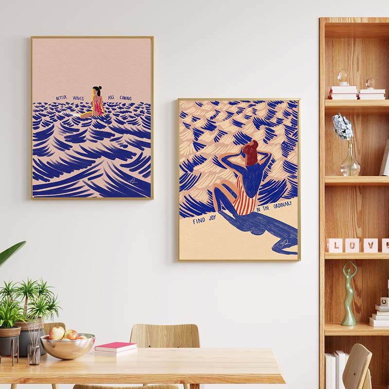 북유럽 미니멀리즘 예술 서핑 패들링 수영 바다 파도 인 - Home Decor Design Interior 리뷰 및 가격