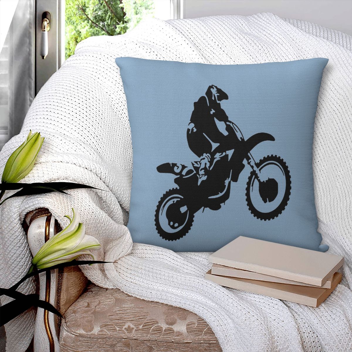 Moto X Dirt Bike 모노톤 벡터 아트 스퀘어 - Home Decor Vector 리뷰 및 가격