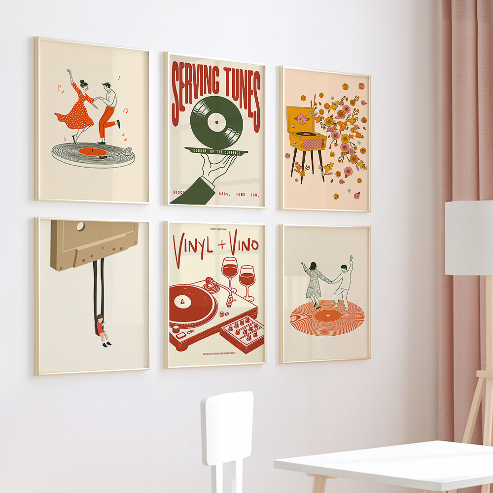1pc 빈티지 음악 캔버스 포스터 프레임이 없는 레트로 - Home Decor Design Interior 리뷰 및 가격