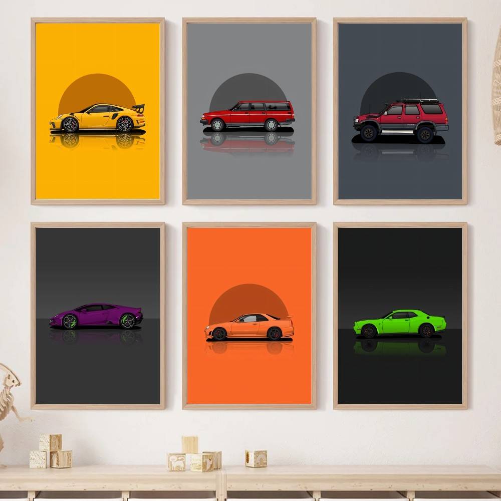 멋진 스포츠 SUV 자동차 종이 포스터 플랫 벡터 레이 - Home Decor Vector 리뷰 및 가격