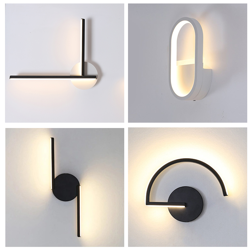 현대적인 북유럽 LED 벽등, 미니멀리스트 블랙 기하학 - Home Decor On Wall 리뷰 및 가격