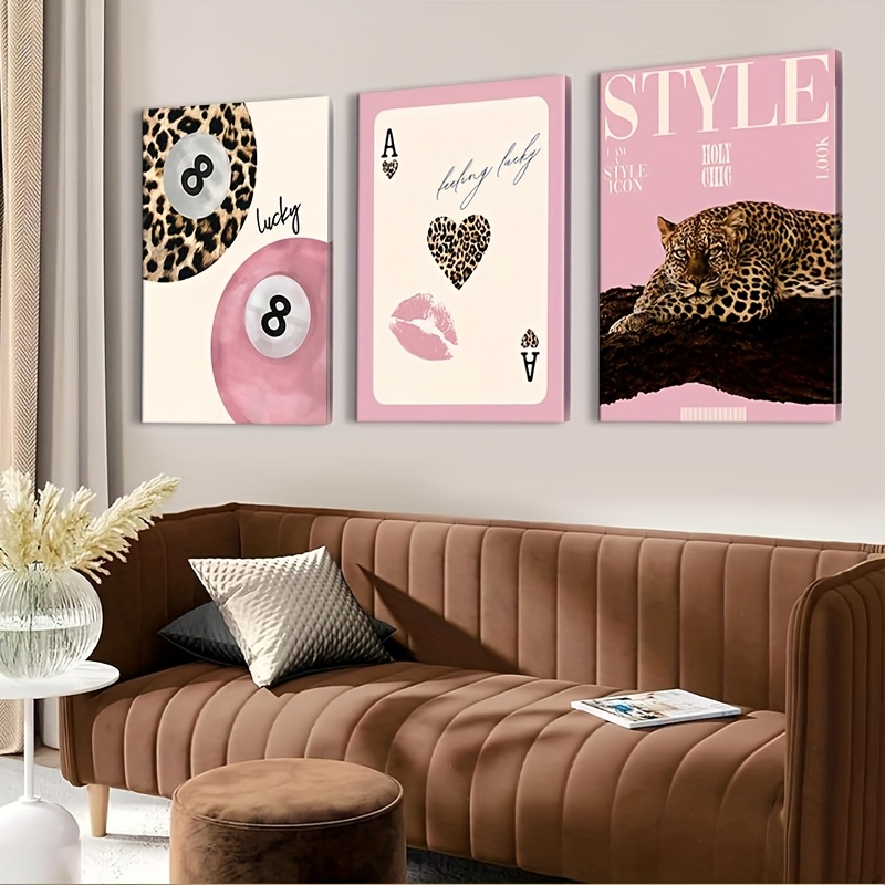 3피스 레오파드 치타 캔버스 벽 예술 프린트, 프레임  - Home Decor Design Interior 리뷰 및 가격