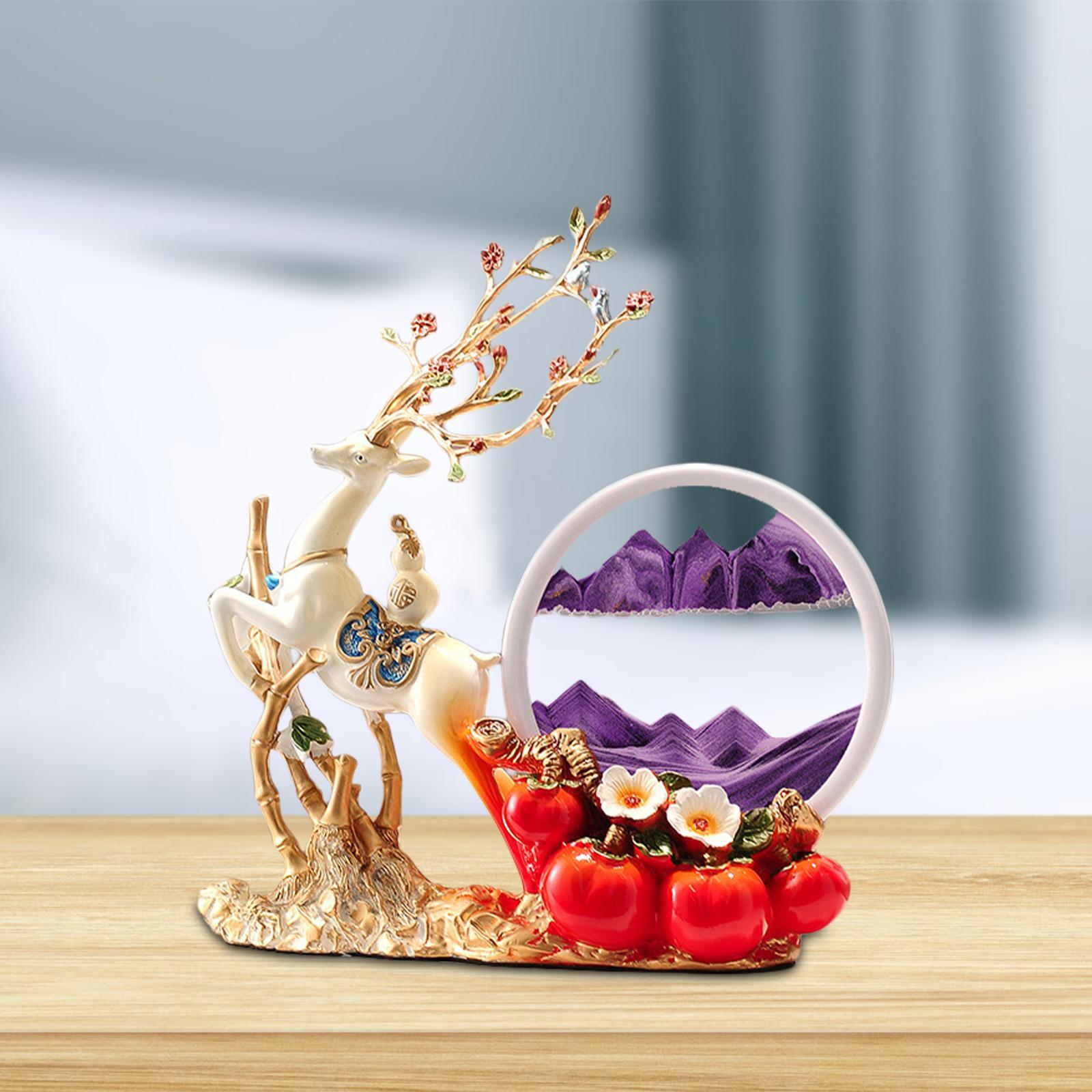 책장 데스크탑 침실을 위한 장식 사슴 입상 수지 장식품 - Sand Art Picture 리뷰 및 가격