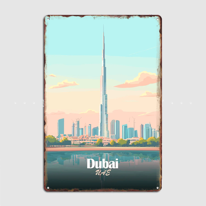두바이 스카이라인 벡터 포스터 금속 사인 룸 데코 라이 - Home Decor Vector 리뷰 및 가격