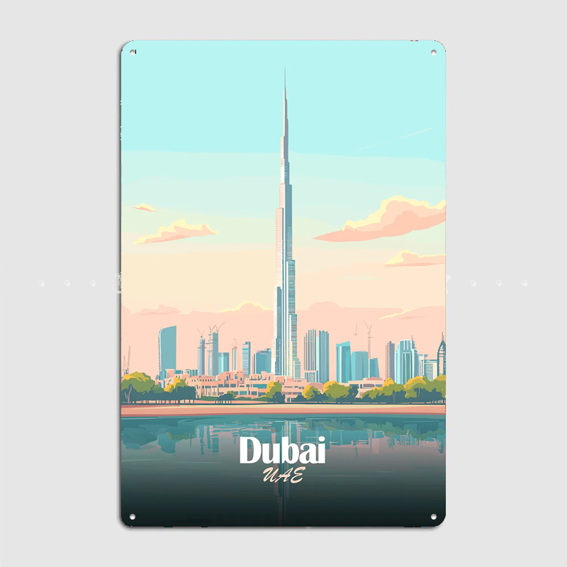 두바이 스카이라인 벡터 포스터 금속 사인 룸 데코 라이 - Home Decor Vector 리뷰 및 가격