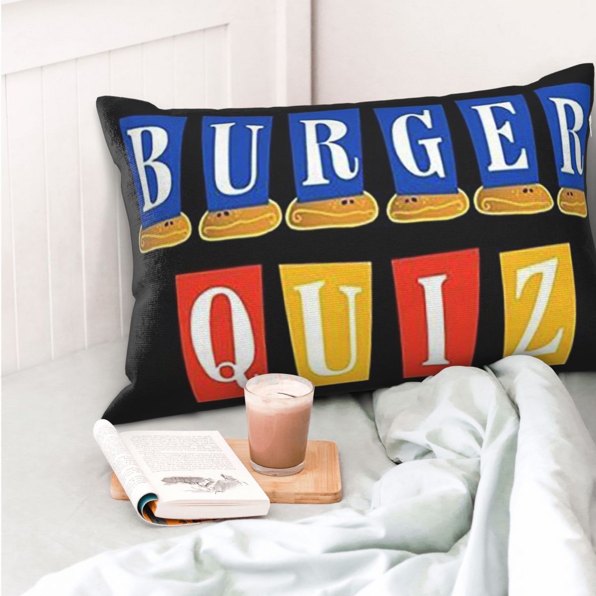 버거 퀴즈 새로운 로고 직사각형 베개 커버 쿠션 커버  - Home Decor Quiz 리뷰 및 가격