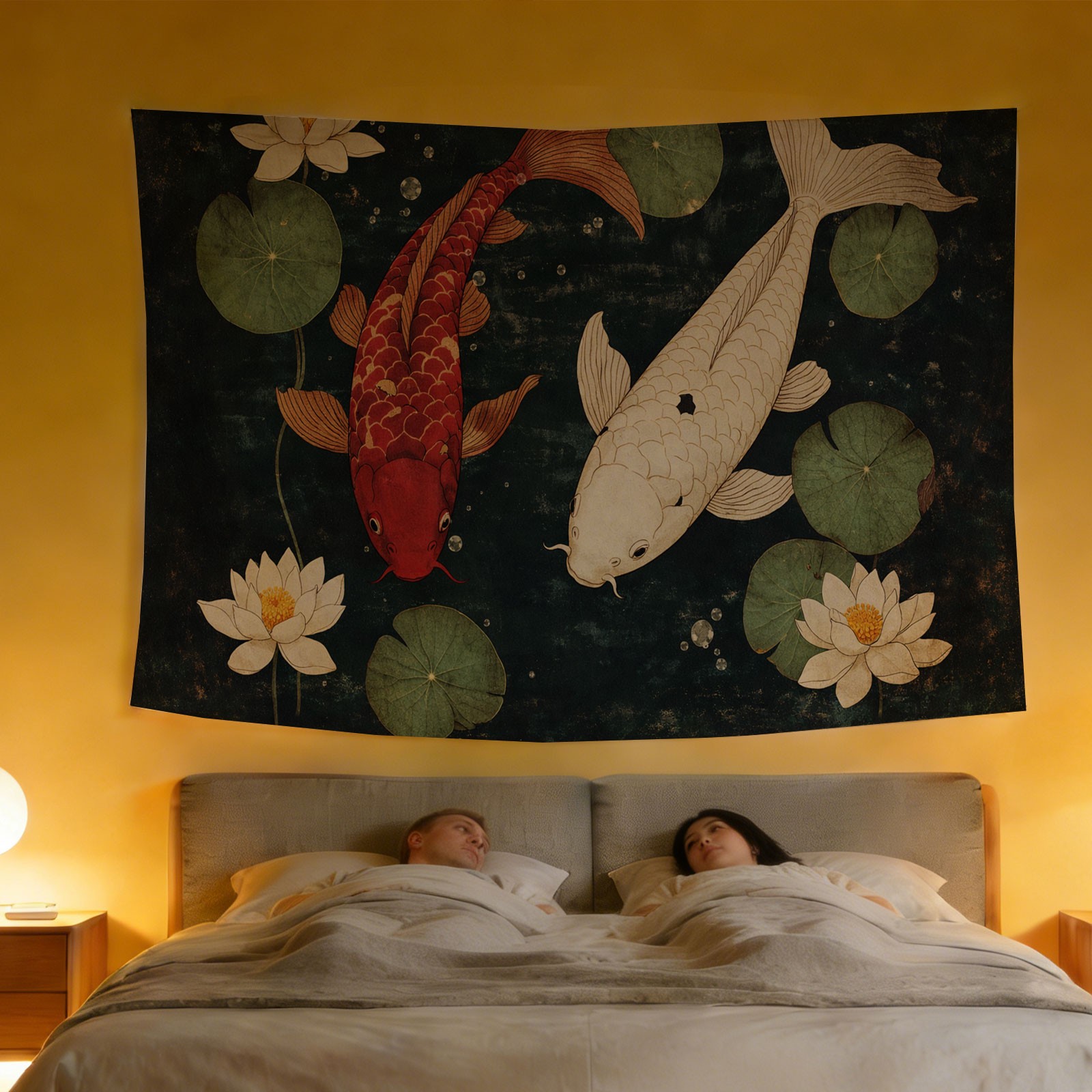 럭셔리 잉어와 연꽃 태피스트리 벽 장식 아시아풍 장식  - Home Decor Japandi Style 리뷰 및 가격
