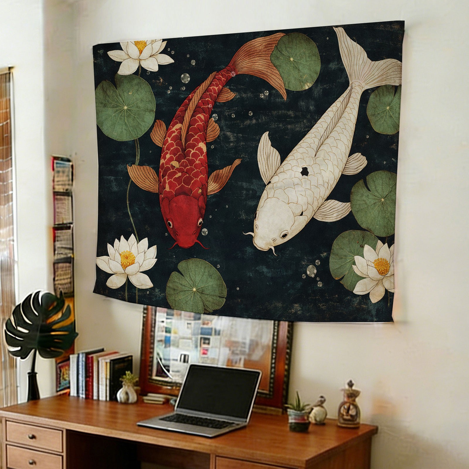 럭셔리 잉어와 연꽃 태피스트리 벽 장식 아시아풍 장식  - Home Decor Japandi Style 리뷰 및 가격