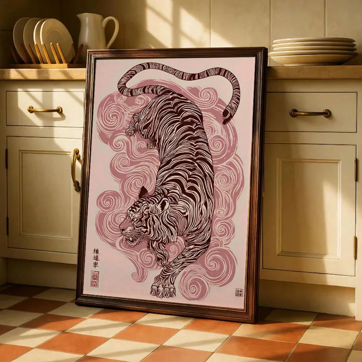 일본 호랑이 캔버스 프린트 포스터 빈티지 재팬디 동물  - Home Decor Japandi Style 리뷰 및 가격