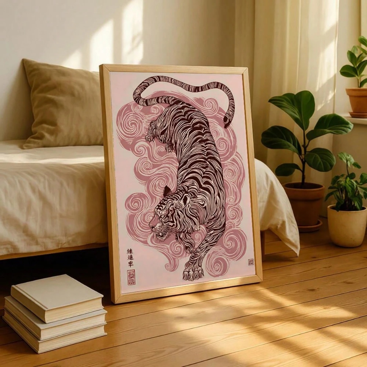 일본 호랑이 캔버스 프린트 포스터 빈티지 재팬디 동물  - Home Decor Japandi Style 리뷰 및 가격